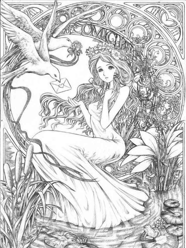 Fantasy coloring pages for adults. 