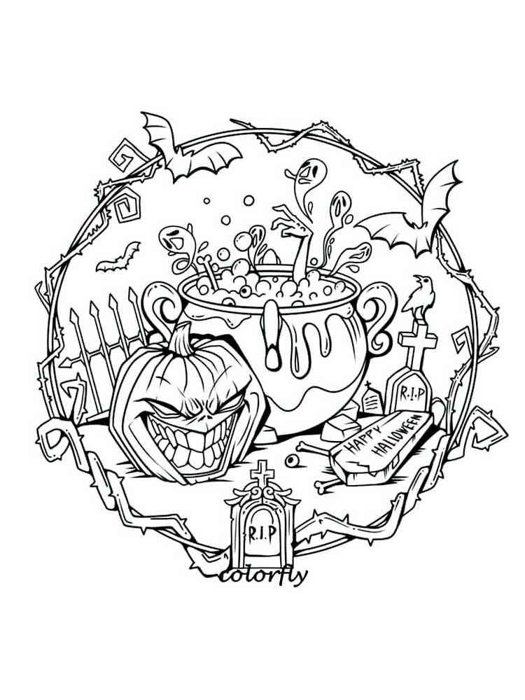 Free Halloween coloring pages for Adults. Printable to Download