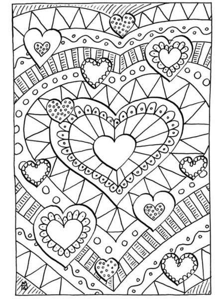 Hearts coloring pages for Adults