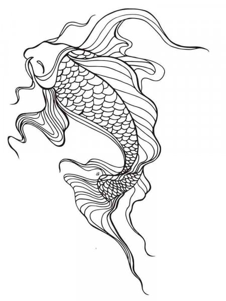 KOI Fish coloring pages for adults