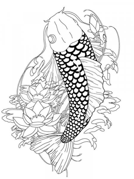 Koi Fish Coloring Pages For Adults