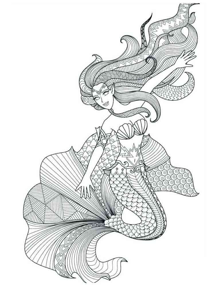 Download Free Mermaid coloring pages for Adults. Printable to ...