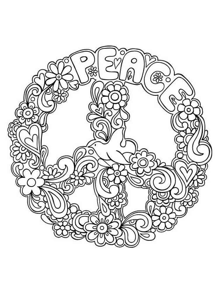 Free Peace coloring pages for Adults. Printable to Download Peace