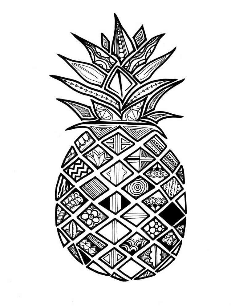 Download Free Pineapple coloring pages for Adults. Printable to ...