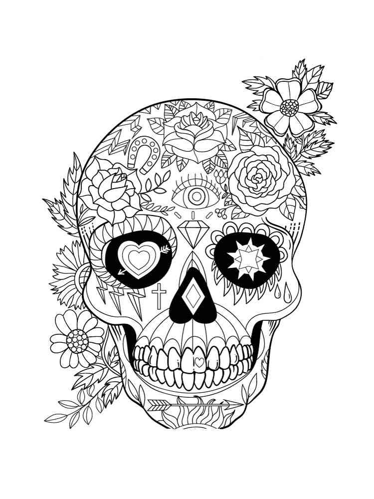 Free printable Skull coloring pages for Adults.