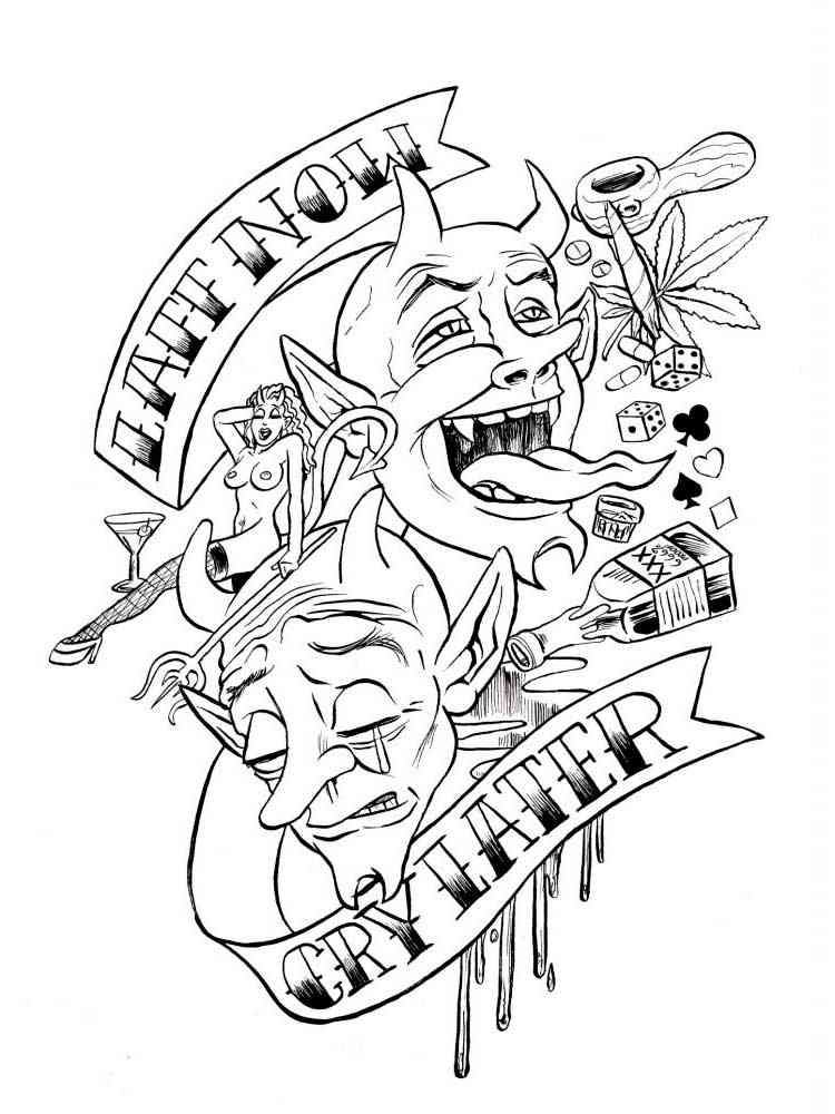 Free Tattoo coloring pages for Adults. Printable to Download Tattoo