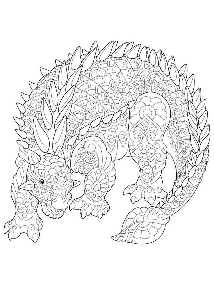 Zentagle Dinosaur coloring pages for Adults