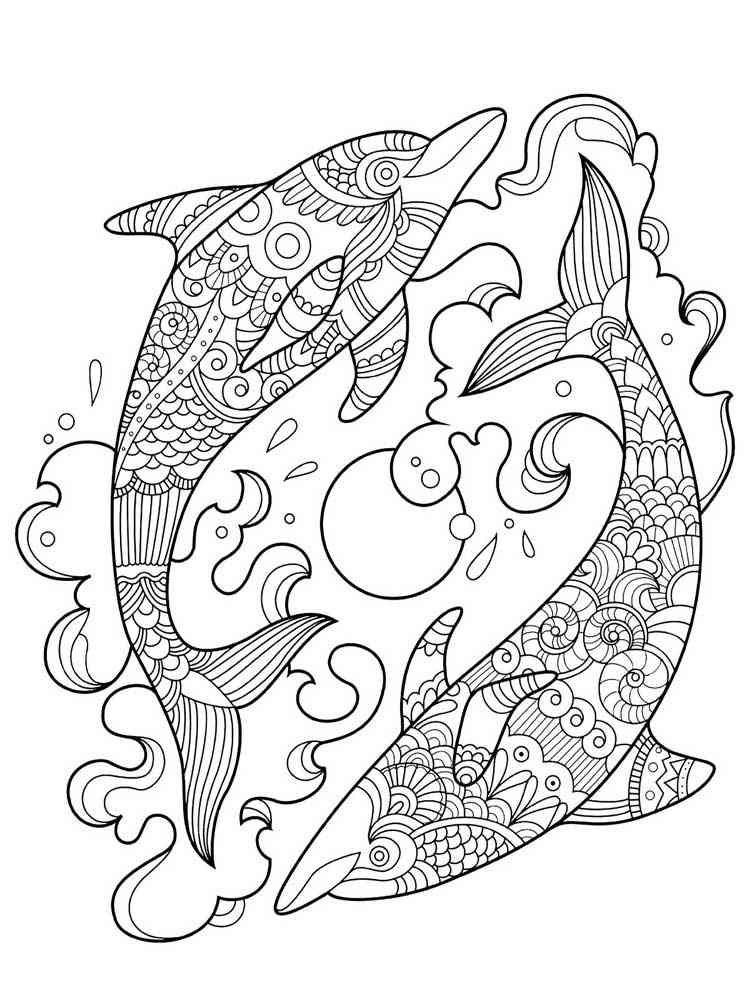 Zentagle Dolphin coloring pages for Adults