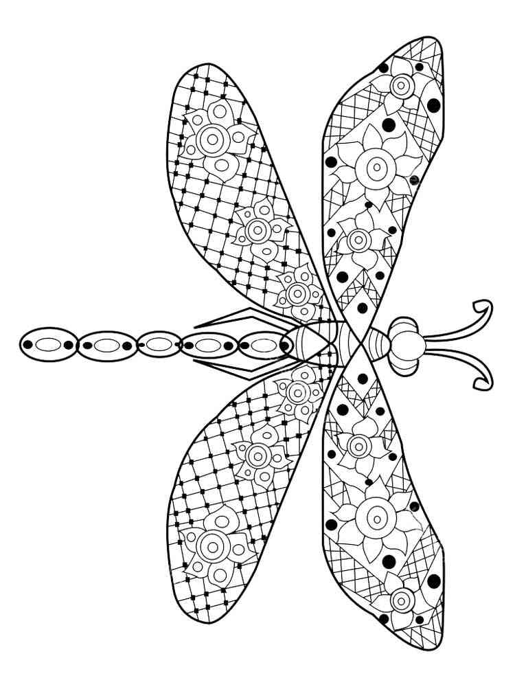 Zentagle Dragonfly coloring pages for Adults