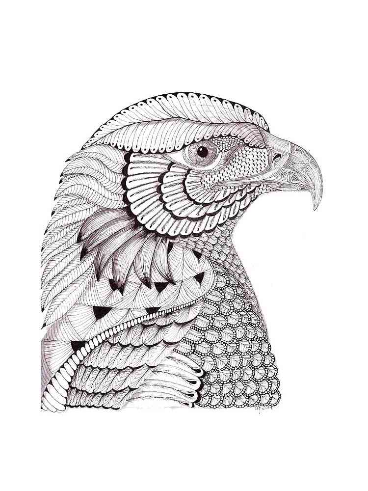 Zentagle Eagle coloring pages for Adults