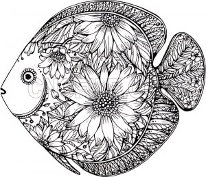 Zentangle Fish Coloring Pages 7
