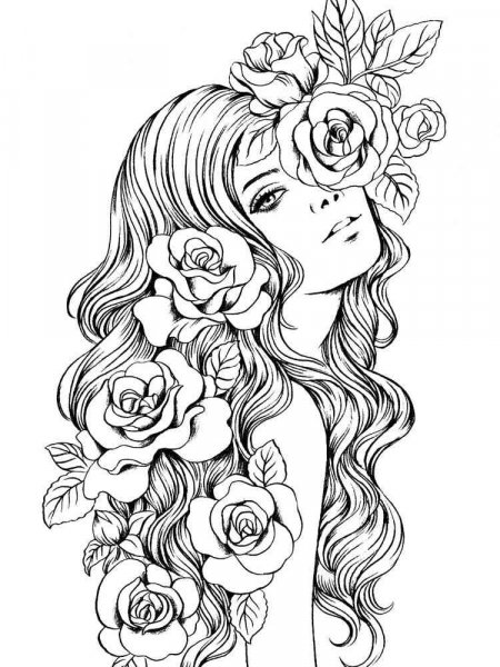 Girl coloring pages for Adults