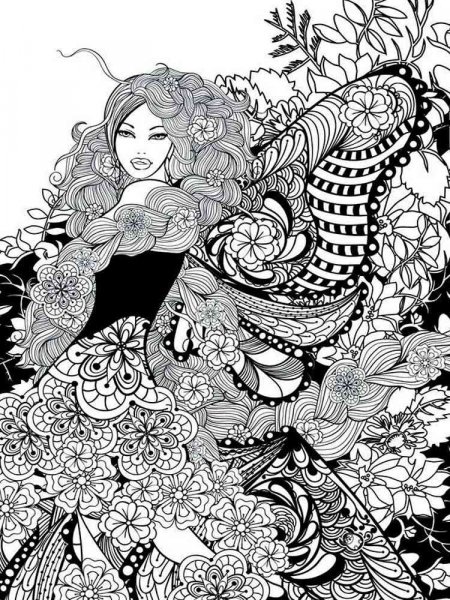 Girl coloring pages for Adults