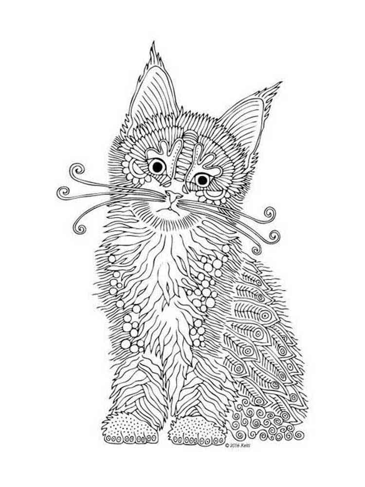Free Kitten coloring pages for Adults. Printable to Download Kitten