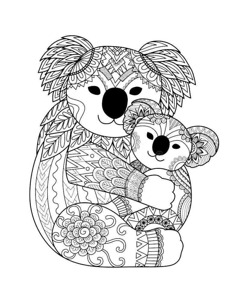 free koala coloring pages for adults printable to