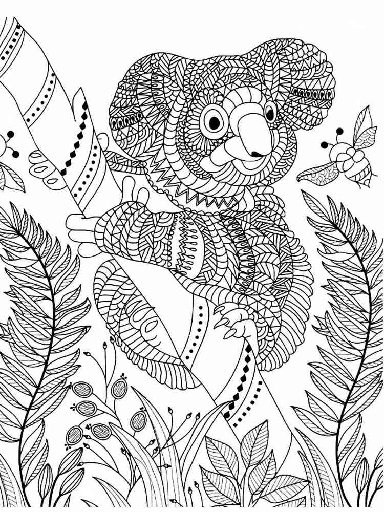 Free Koala coloring pages for Adults. Printable to Download Koala