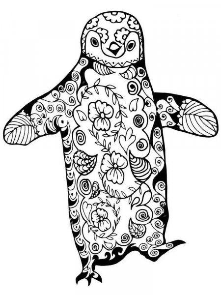 Penguin coloring pages for Adults