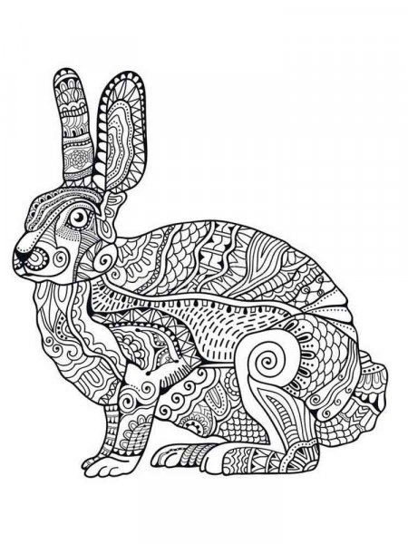 Rabbit coloring pages for Adults