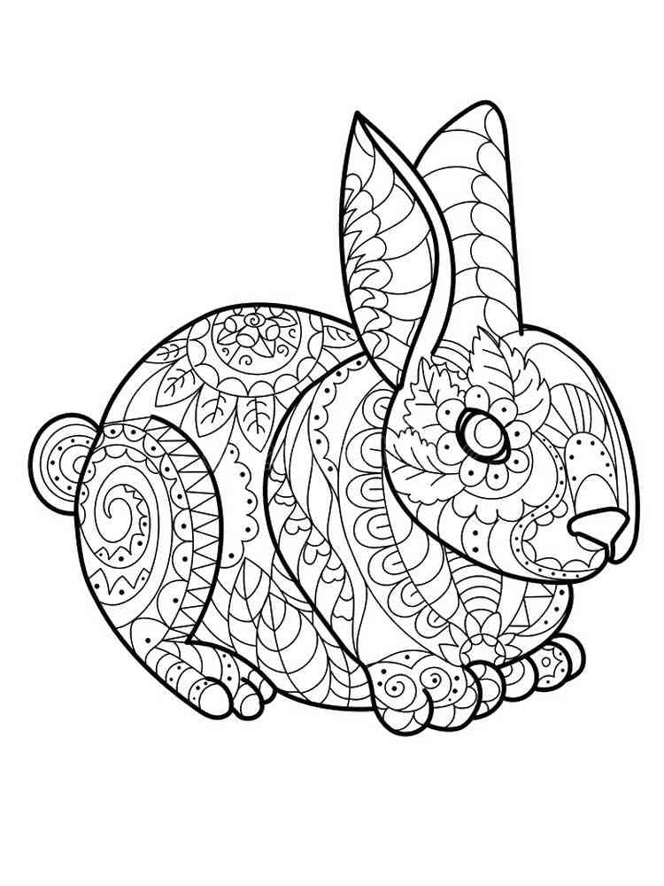 Free Rabbit coloring pages for Adults. Printable to Download Rabbit