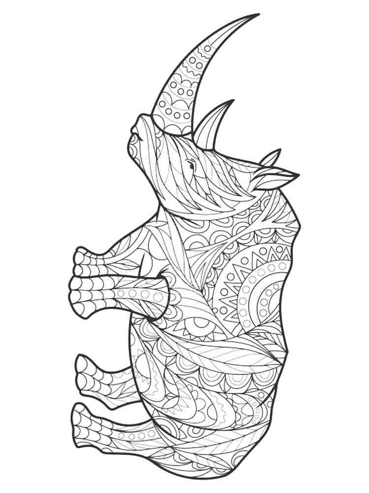 Free Rhino coloring pages for Adults. Printable to Download Rhino