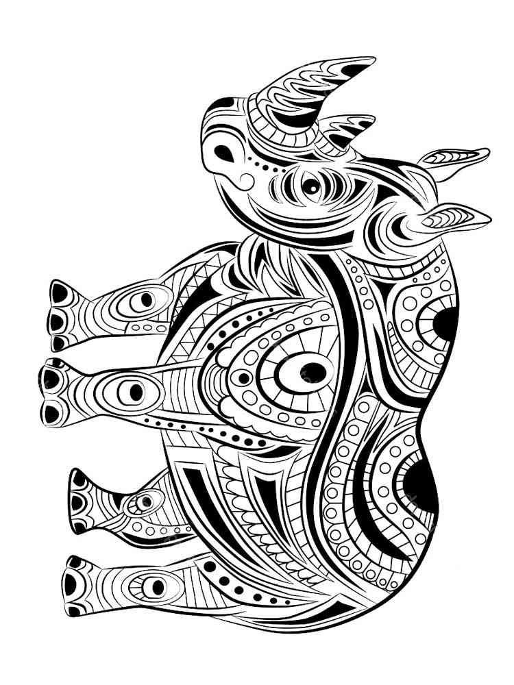 Free Rhino coloring pages for Adults. Printable to Download Rhino