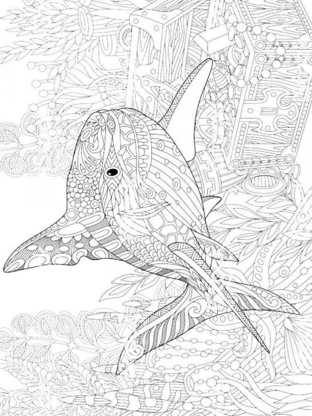 Shark coloring pages for Adults