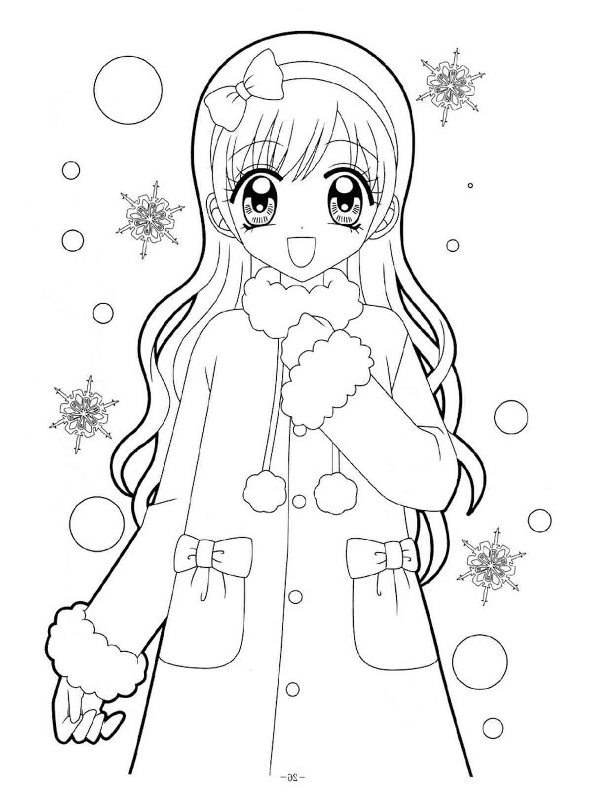 Hand drawn art, cartoon style. Cute anime girl. Vector illustration. Can be  used for children's coloring book, coloring page, tattoo, cards, games.  Stock Vector | Adobe Stock