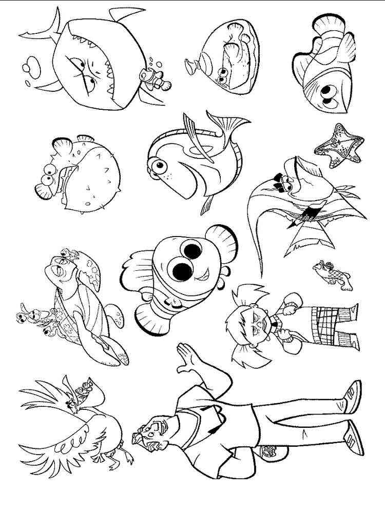Finding Nemo coloring pages for kids. Free Printable Finding Nemo