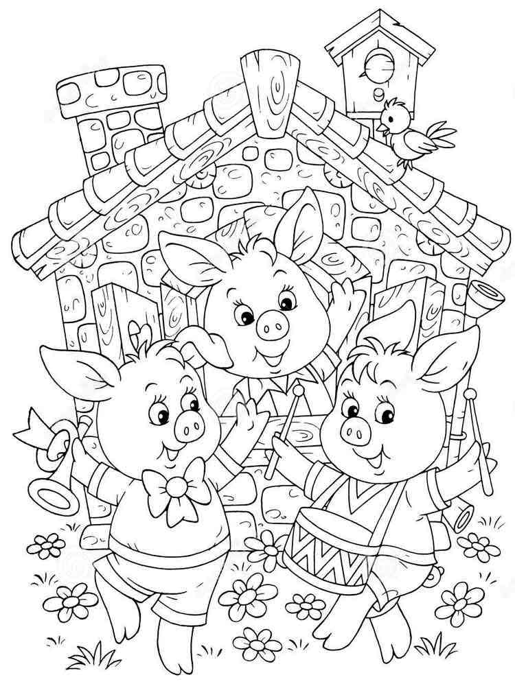 Three little Pigs coloring pages. Free Printable Three little Pigs