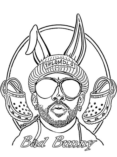 Bad Bunny coloring pages - Bad Bunny Coloring Page 12 