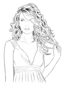 Taylor Swift coloring page 2 - Free printable