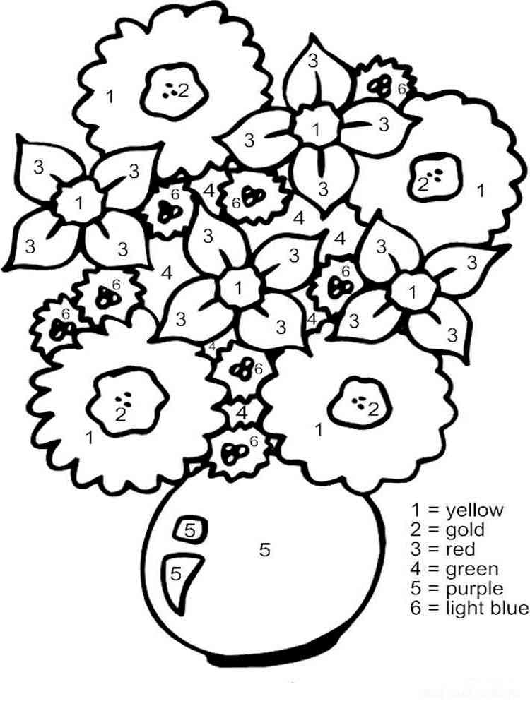 flower color by number printable
