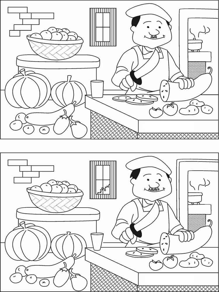 Spot the Difference coloring pages. Download and print Spot the