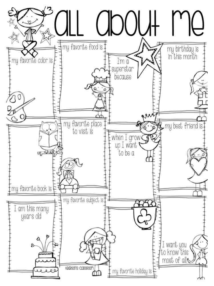 All About Me Coloring Pages Free Printable All About Me Coloring Pages 