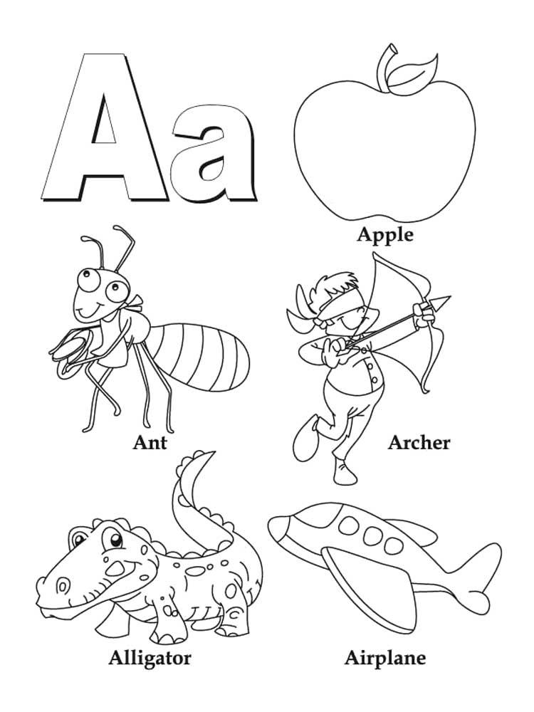Letter A coloring pages of alphabet. Download and print ...