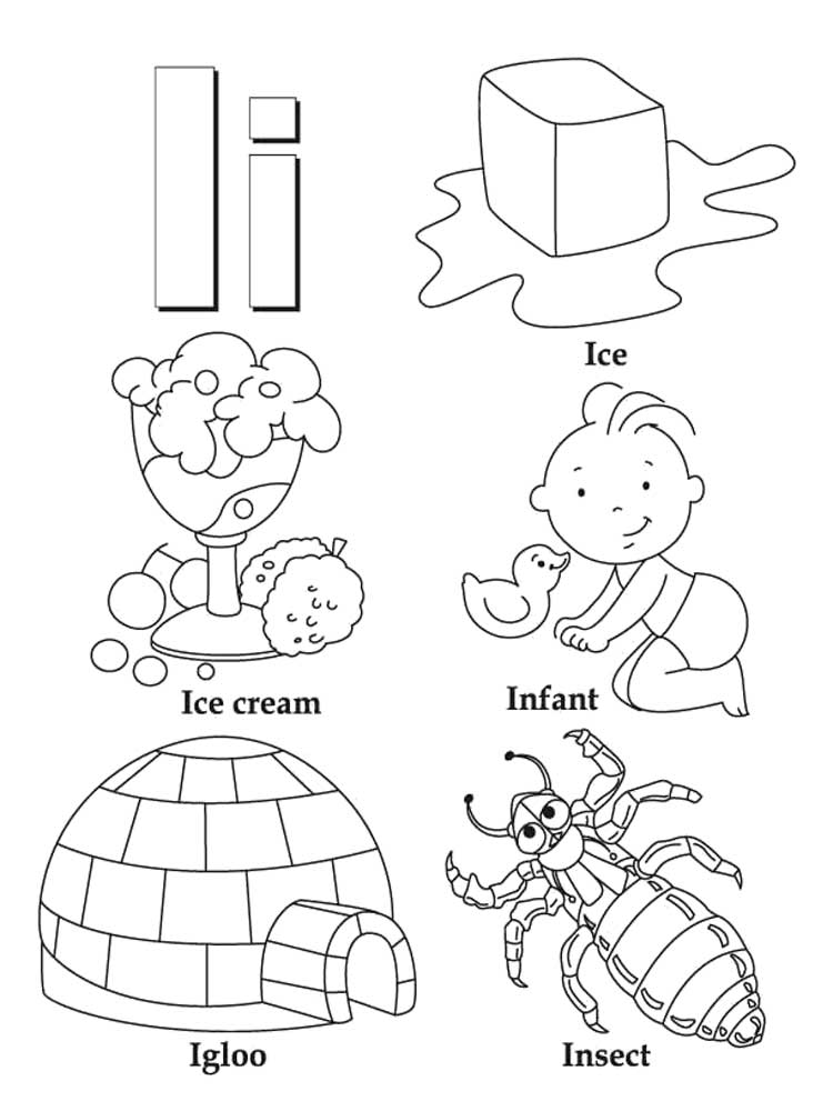 Letter I coloring pages