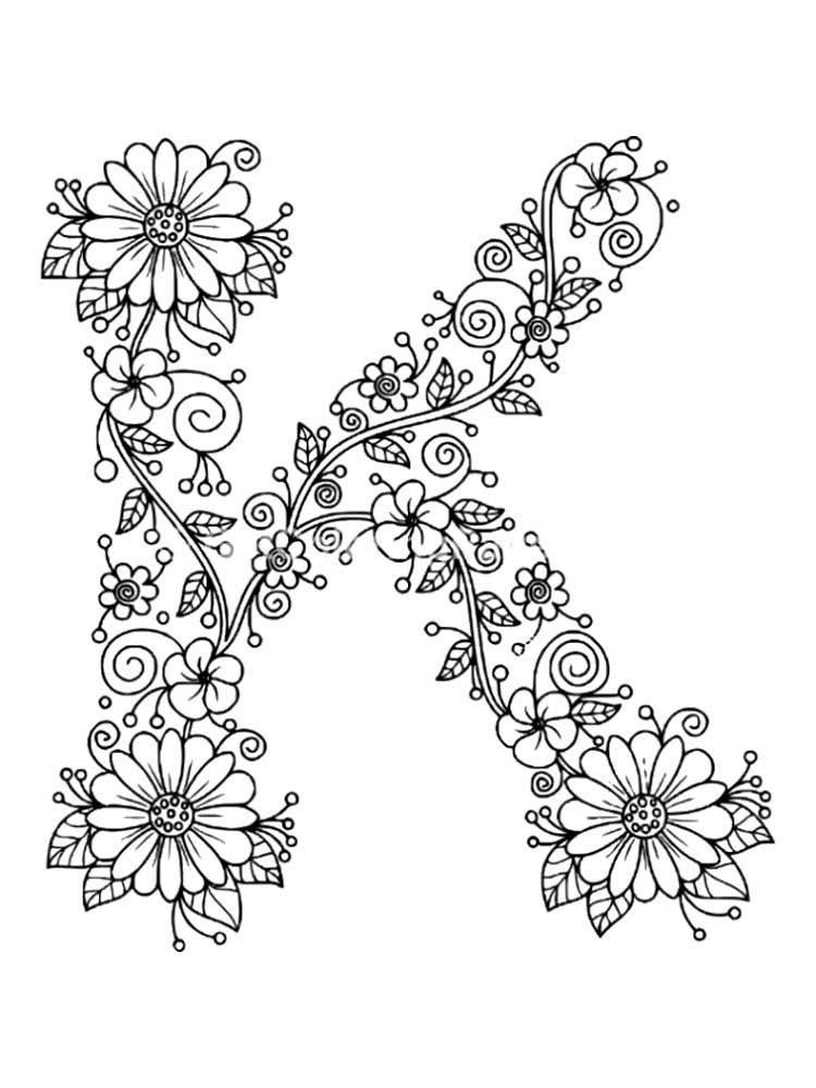 Zentangle Letter K Coloring Page Coloring Pages | My XXX Hot Girl
