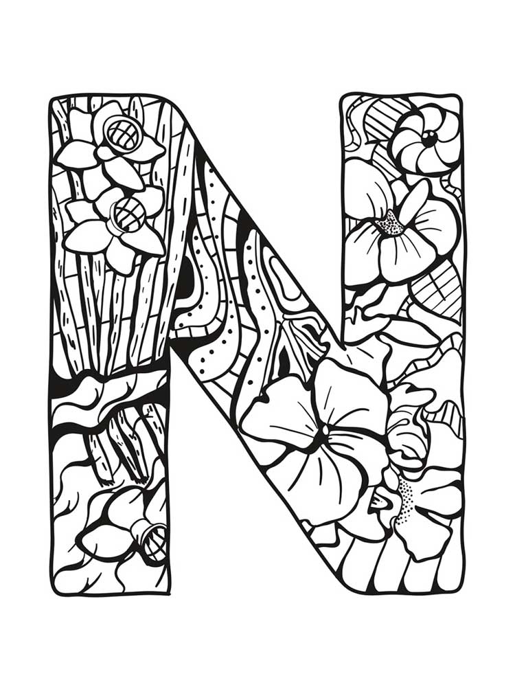 Printable Letter N Coloring Pages For Adults