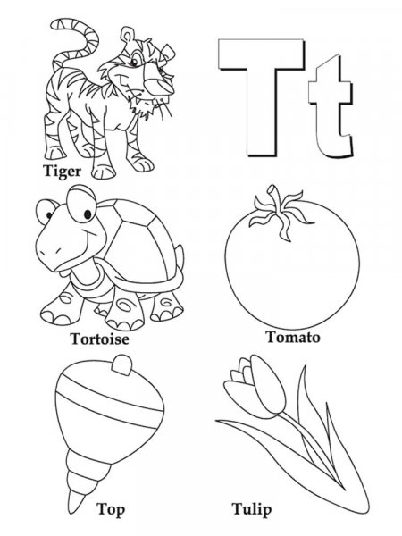 Letter T coloring pages