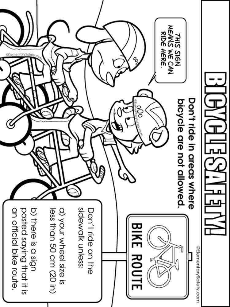 Bicycle Safety coloring pages. Free Printable Bicycle Safety coloring