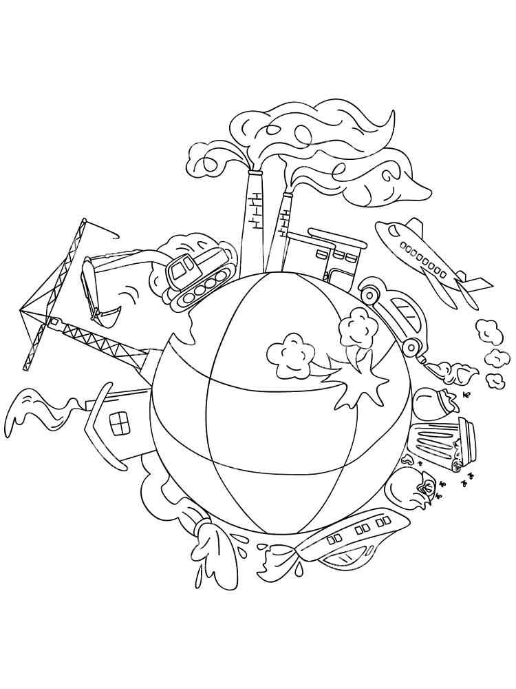 land pollution coloring pages