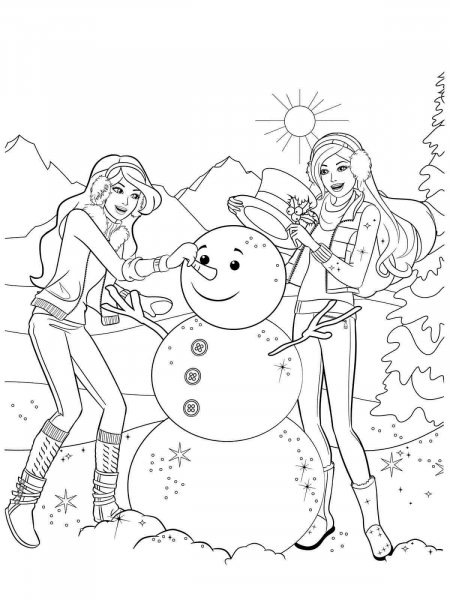 Barbie Christmas coloring page - Free printable