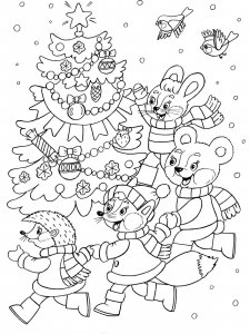 Christmas Animals coloring page 1 - Free printable
