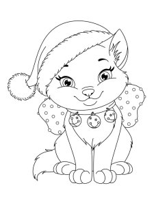 Christmas Cat coloring page 1 - Free printable