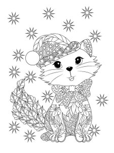 Christmas Cat coloring page 14 - Free printable