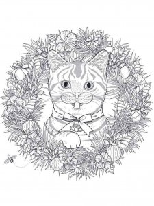 Christmas Cat coloring page 16 - Free printable