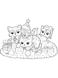 Christmas Cat coloring page 2 - Free printable