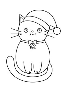 Christmas Cat coloring page 3 - Free printable