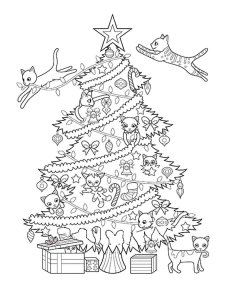 Christmas Cat coloring page 30 - Free printable