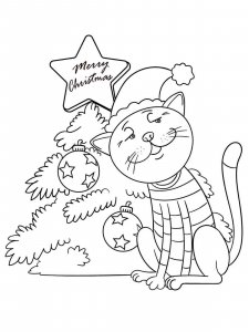 Christmas Cat coloring page 33 - Free printable